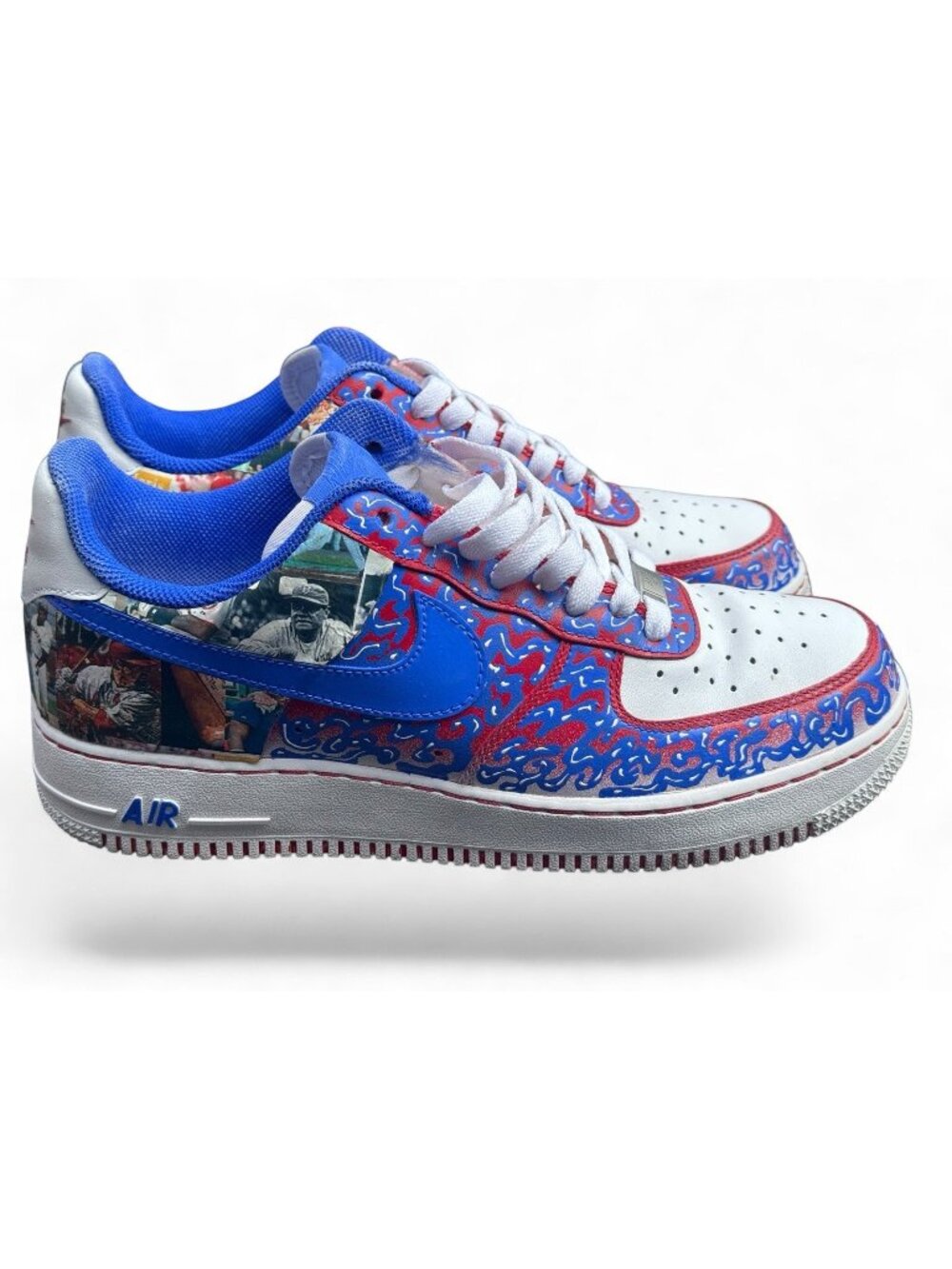 Nike Air Force 1 Low Custom Baseball Collage Blue Red White Men Size 8.5